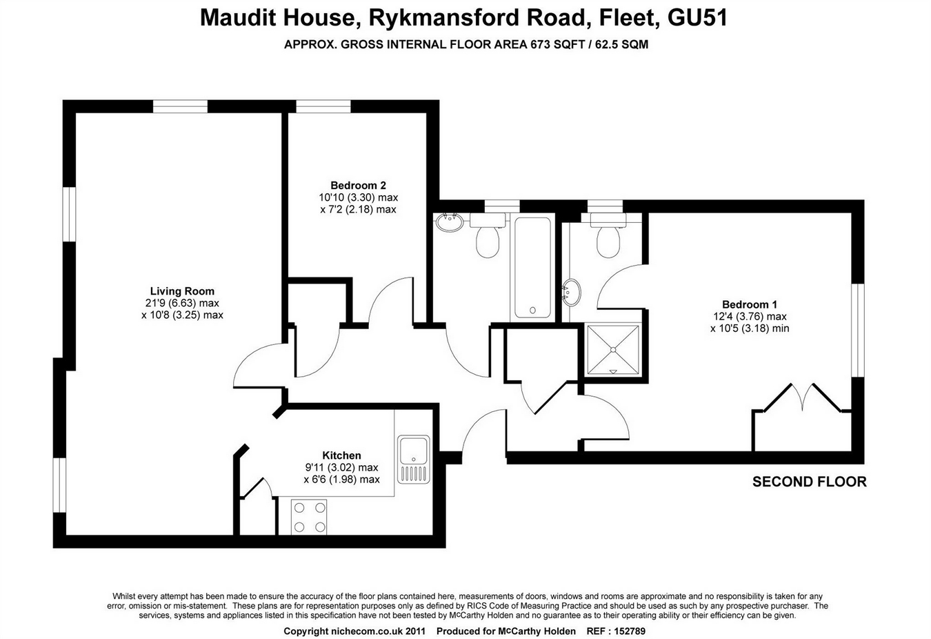 2 Bedrooms Flat for sale in Rykmansford Road, Fleet GU51