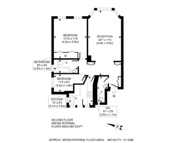 Flat 10, 88, Portland Place, London floorplan