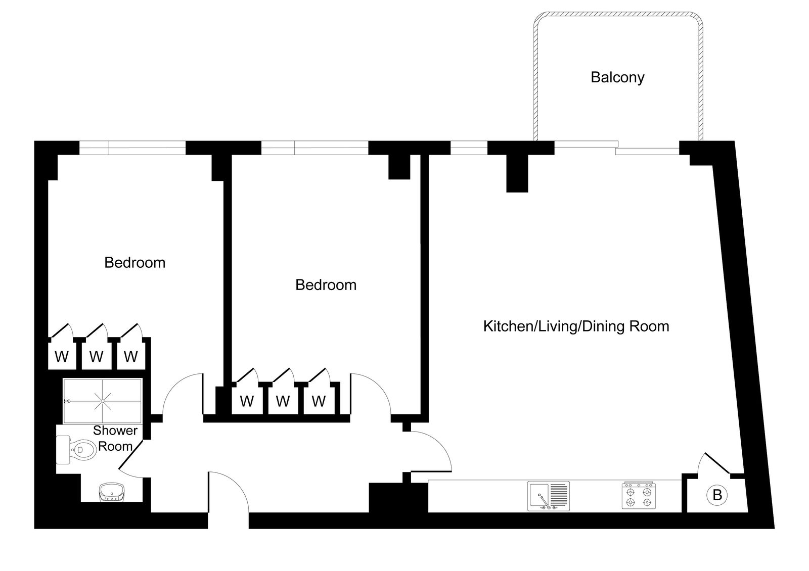 Flat 802, Quarters Apartments, 20 Wellesley Road, Croydon floorplan
