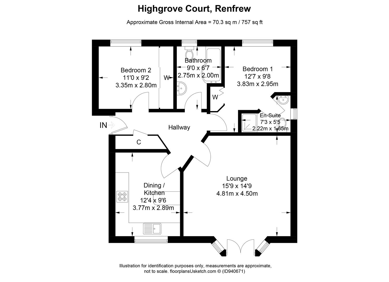 Highgrove Court, Braehead, Renfrew PA4, 2 bedroom flat for sale