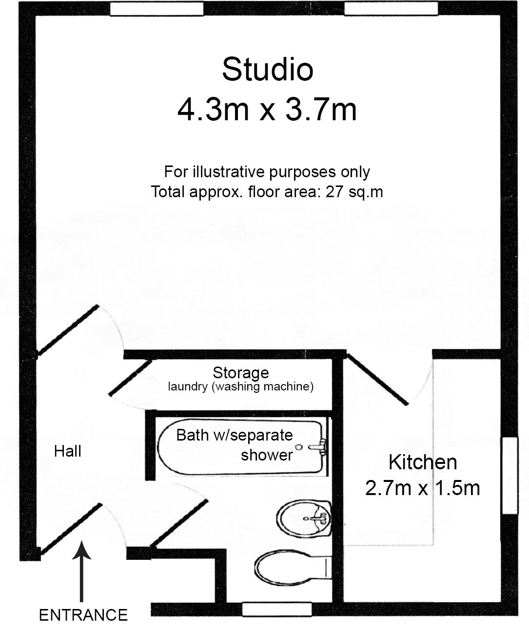 1 Bedrooms Studio to rent in Regal Court, Guildford, Surrey GU1