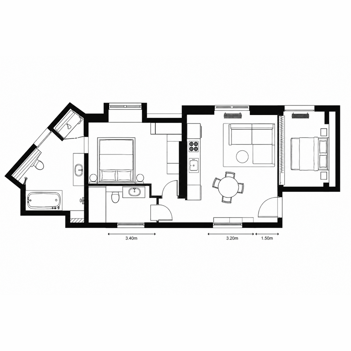 Flat Flat 12, Grove House 94-95, Addison Road, London floorplan