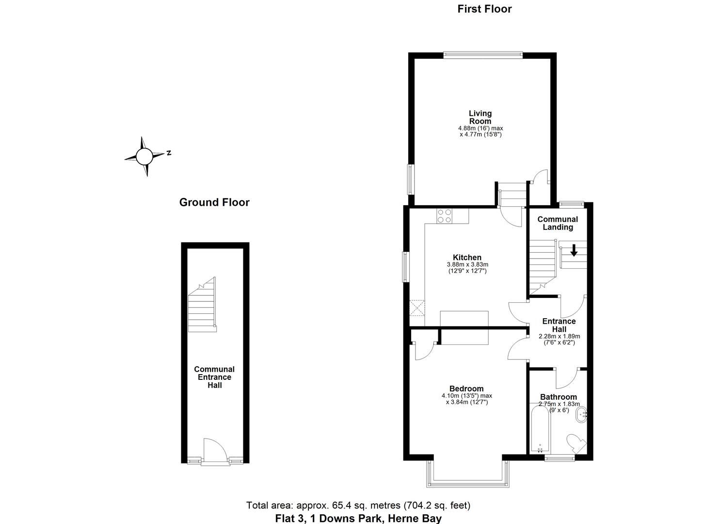 Flat 3, 1, Downs Park, Herne Bay floorplan