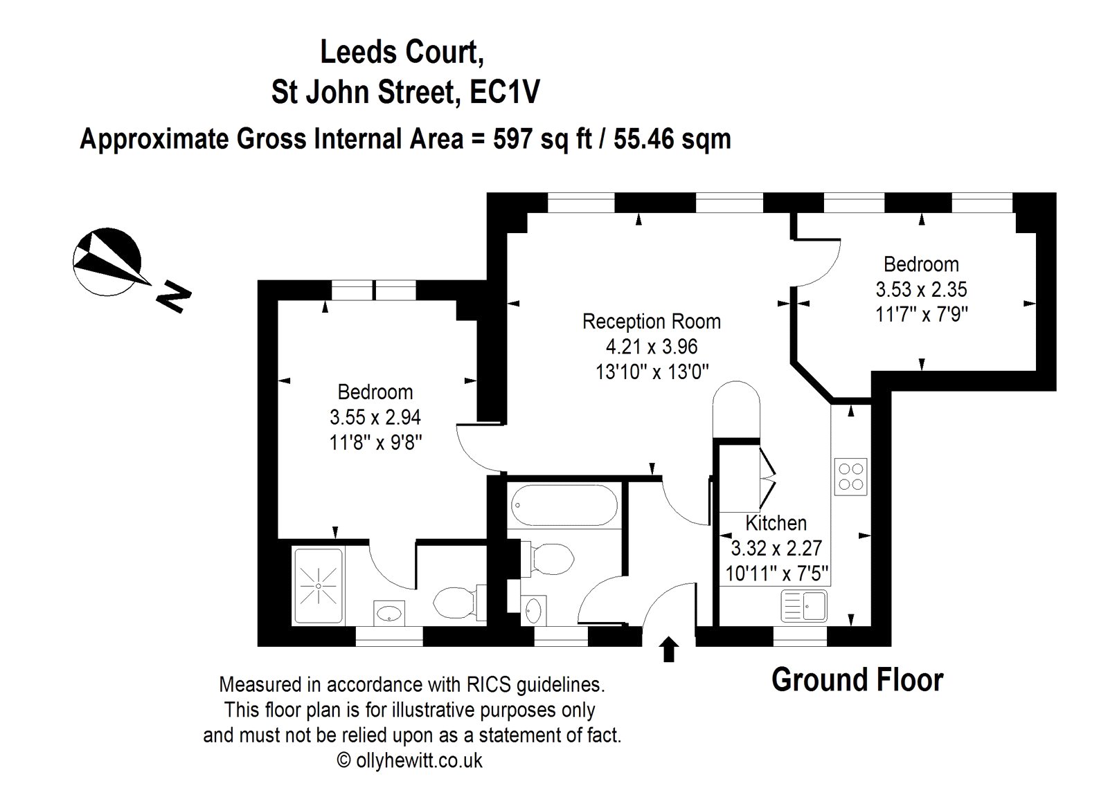 Flat 55, Leeds Court, 201, St John Street, London floorplan