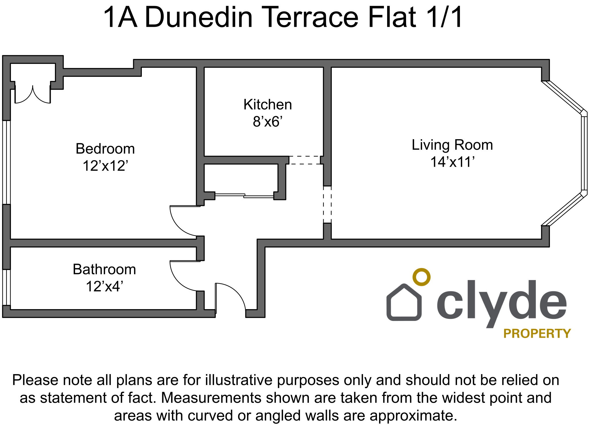1A, Dunedin, Terrace, Flat 1-1 floorplan