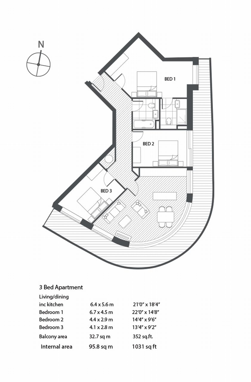 3 Bedrooms Flat to rent in Gateway Tower, 28 Western Gateway, Royal Victoria, London E16
