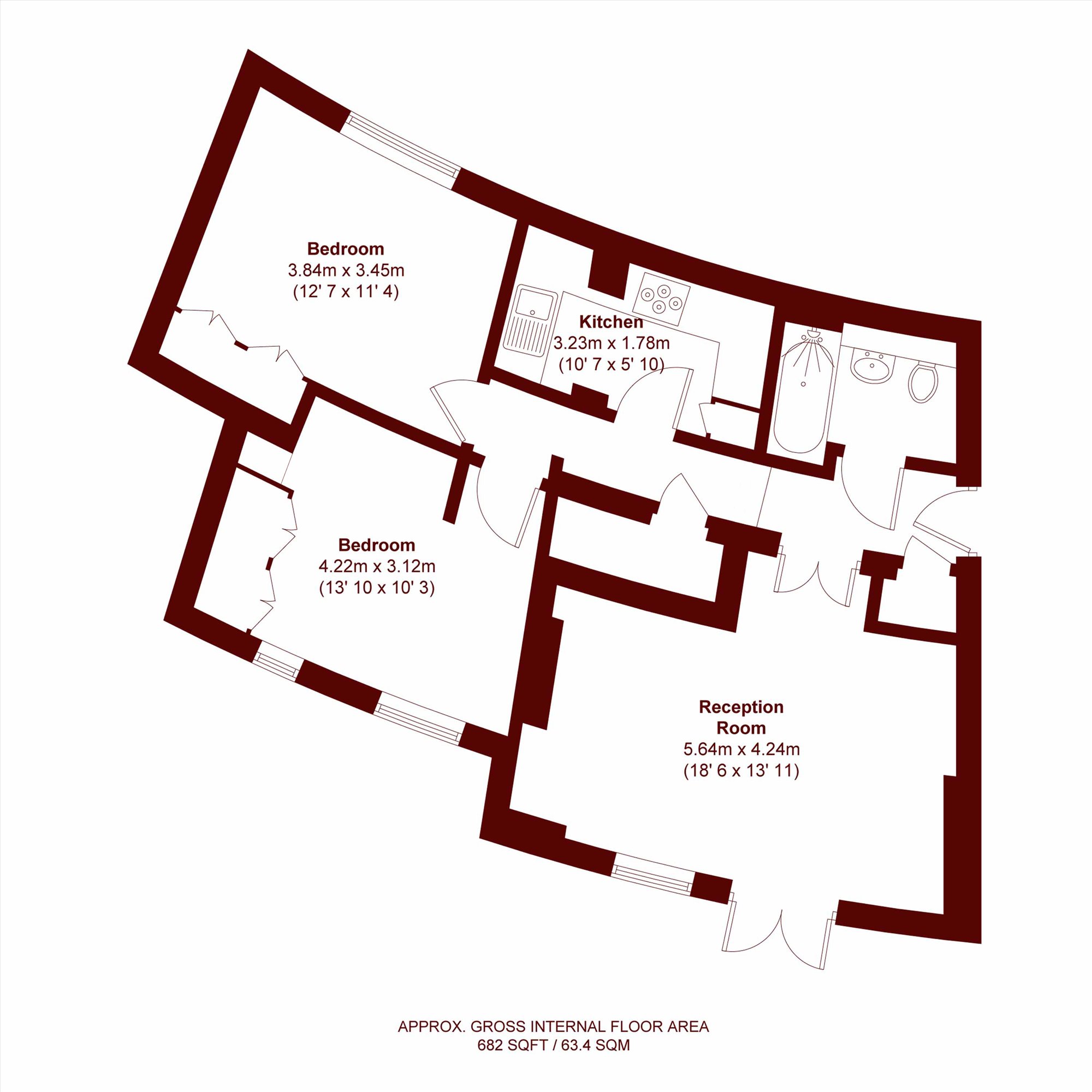 Flat 2, Parkview Court, 11, George Square, London floorplan