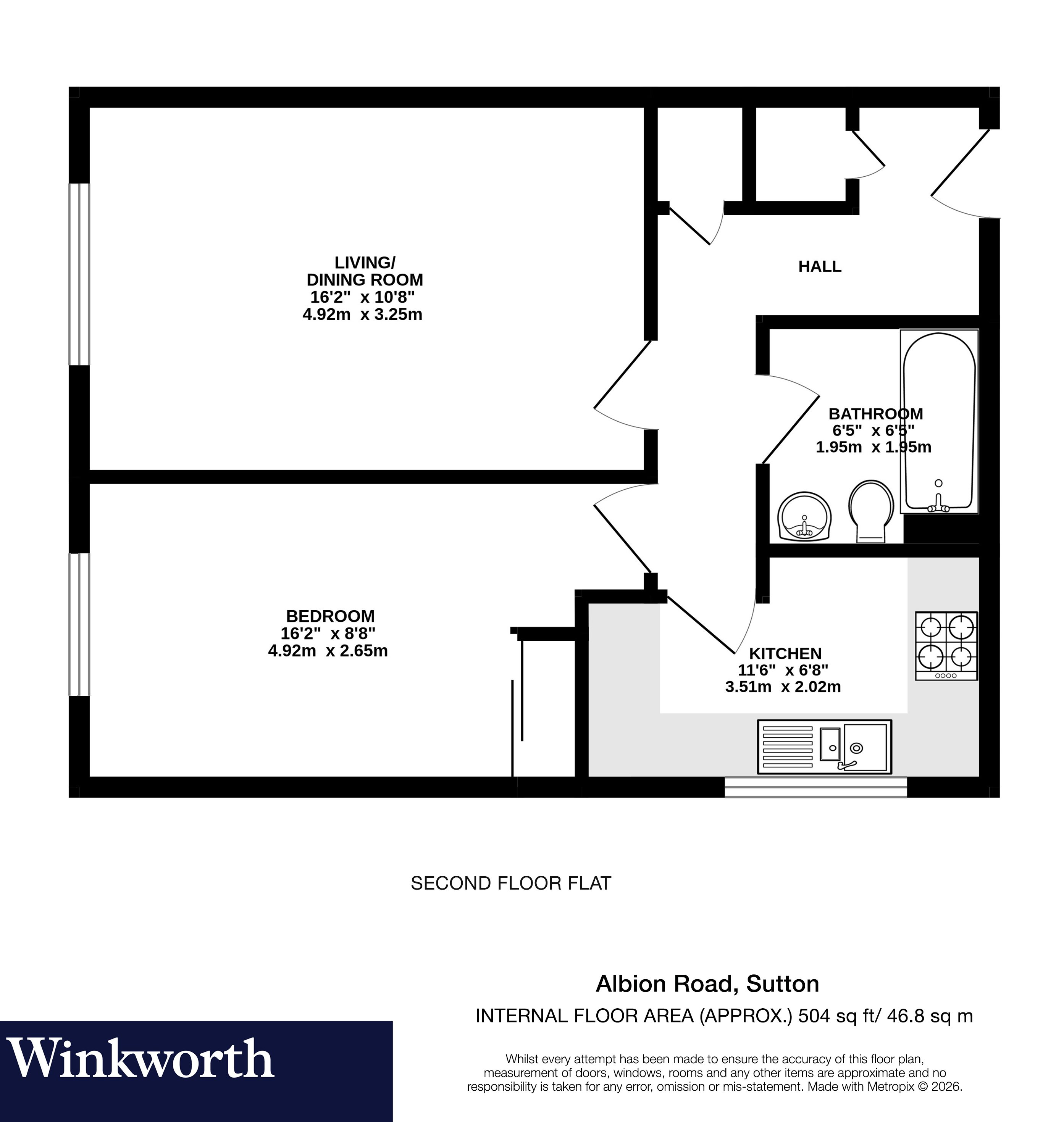 Flat 7, Garland Lodge, 57, Albion Road, Sutton floorplan