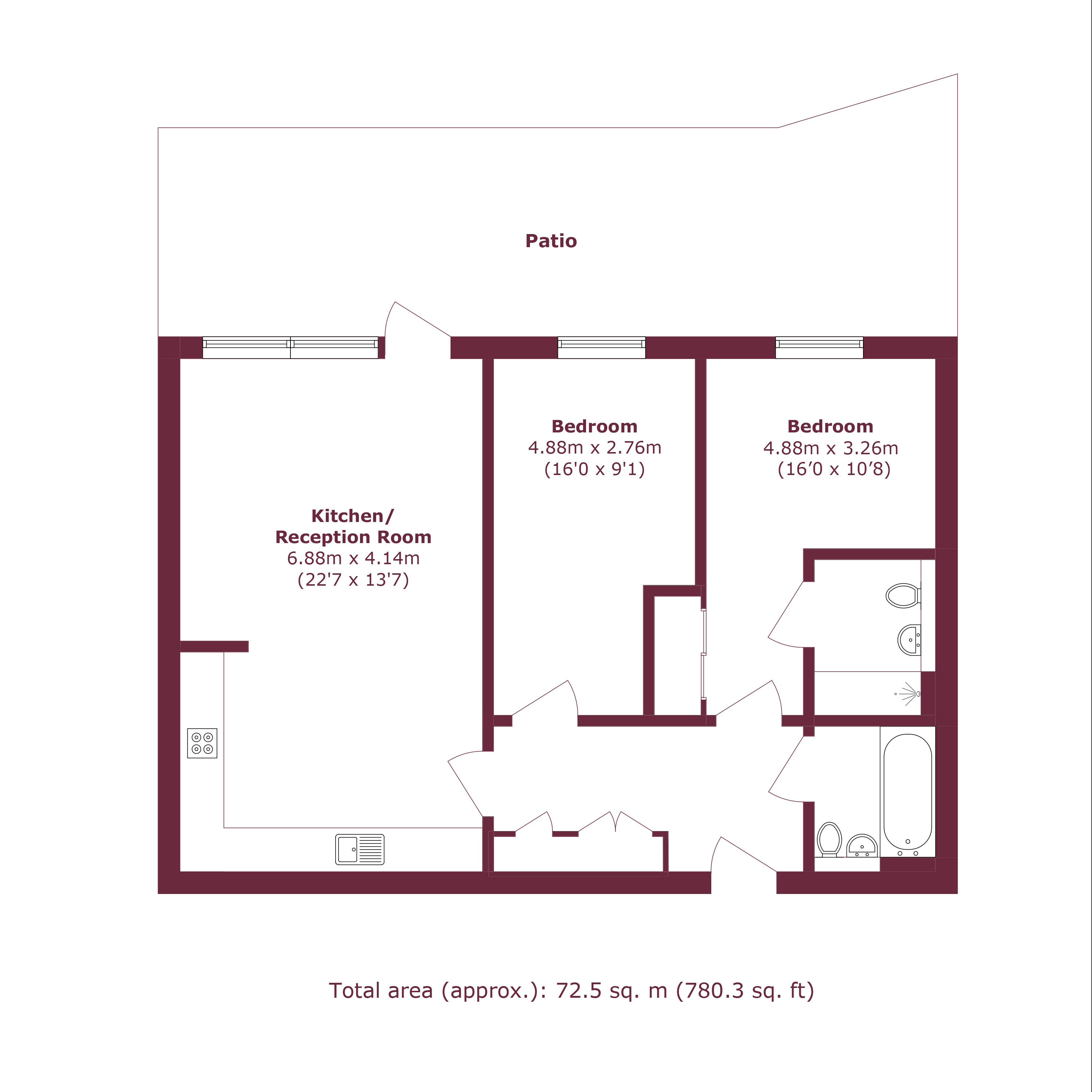 Flat 4,, Vermilion Apartments, Bow floorplan