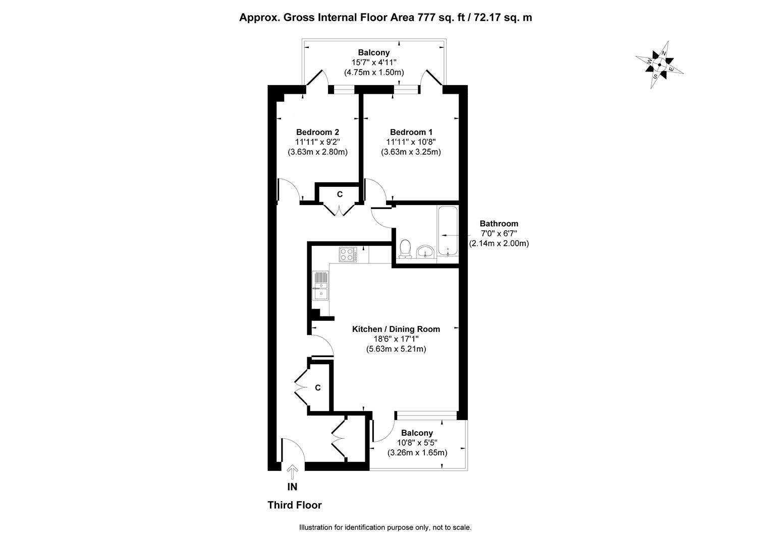 Flat 95 Harrington Court, Coster Avenue, London floorplan