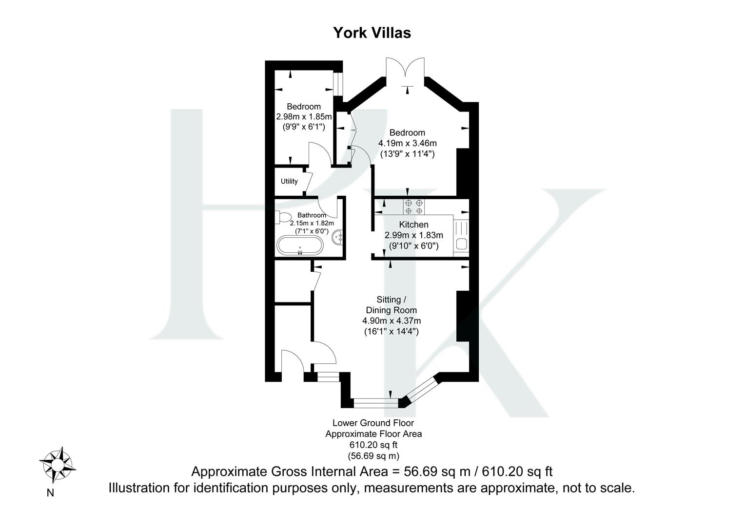 Basement Flat, 2, York Villas, Brighton floorplan