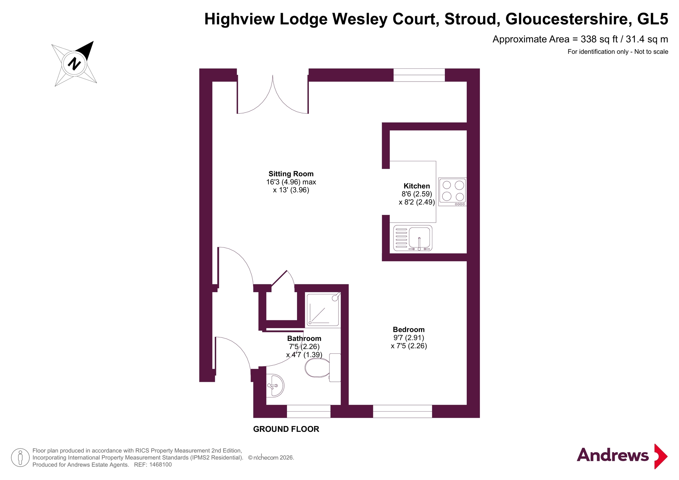 Flat 7, Highview Lodge,, Wesley Court, Gloucestershire floorplan