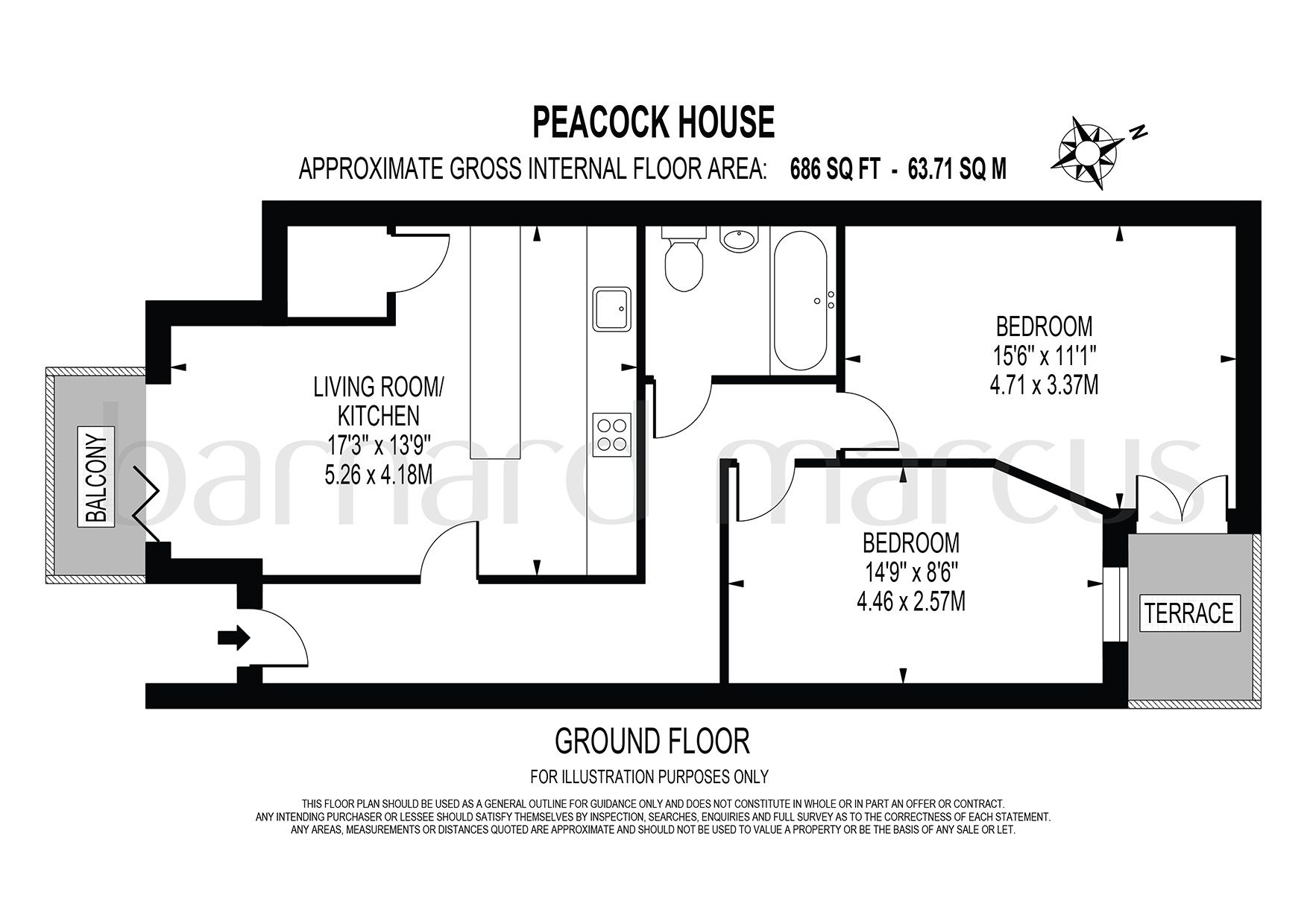 Flat 2, Peacock House, 103c, Station Road, WEST WICKHAM floorplan