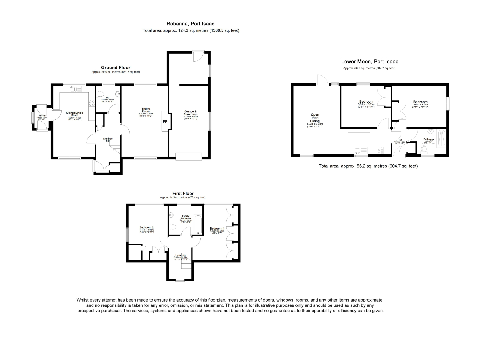 Robanna & Lower Moon, Tintagel Terrace, Port Isaac floorplan