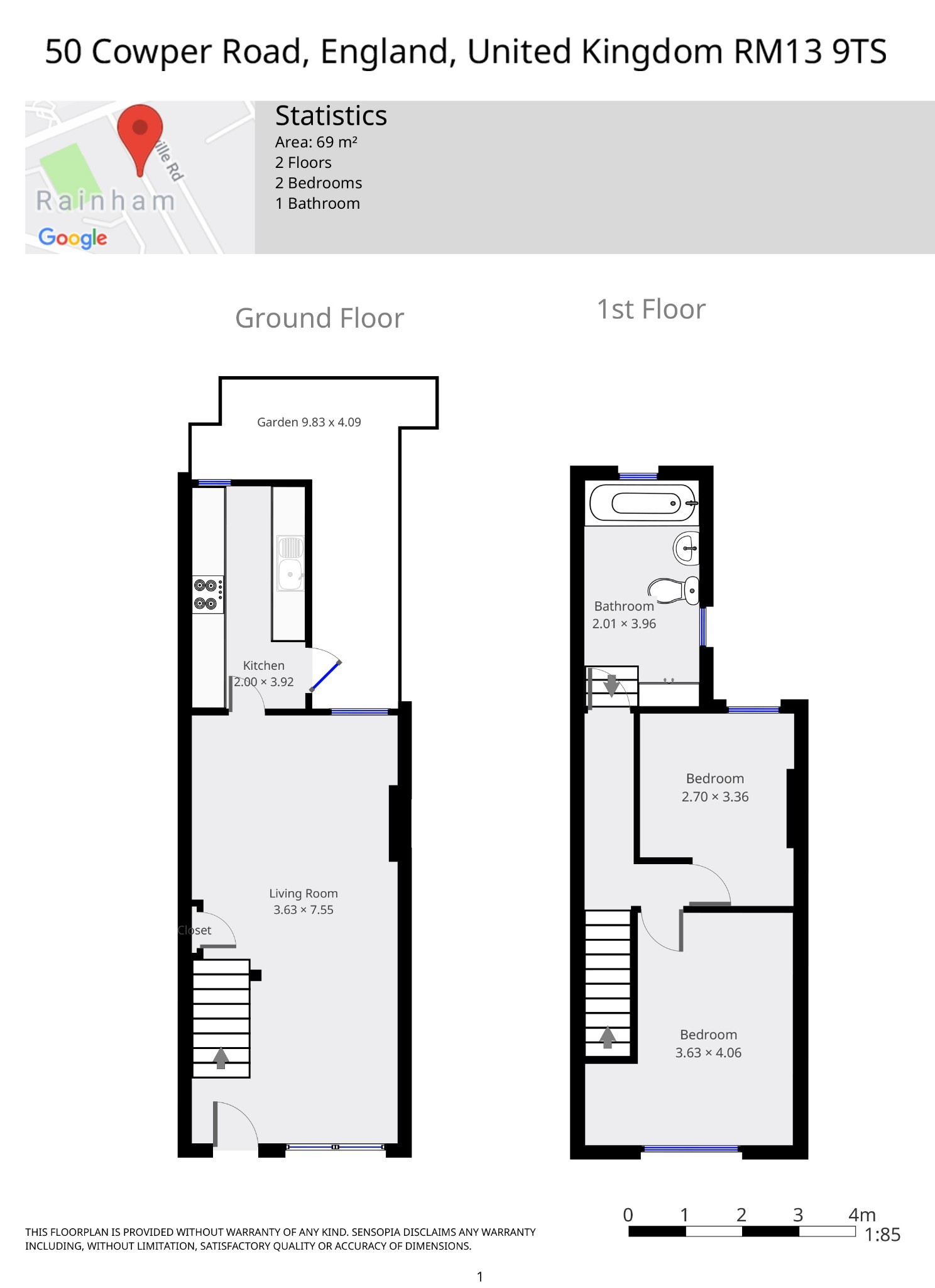 2 Bedrooms Terraced house to rent in Cowper Road, Rainham RM13