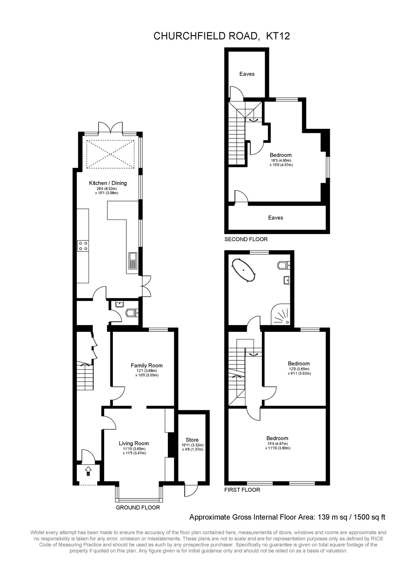 18, Churchfield Road, Walton-on-Thames floorplan