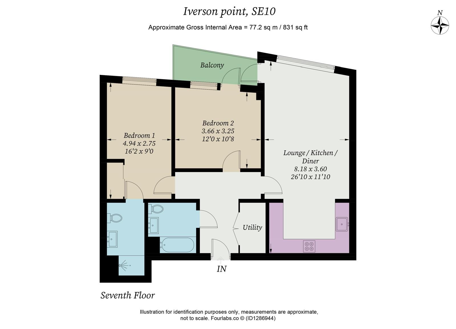 Flat 705, Iverson Point, 4, Harrison Walk, London floorplan