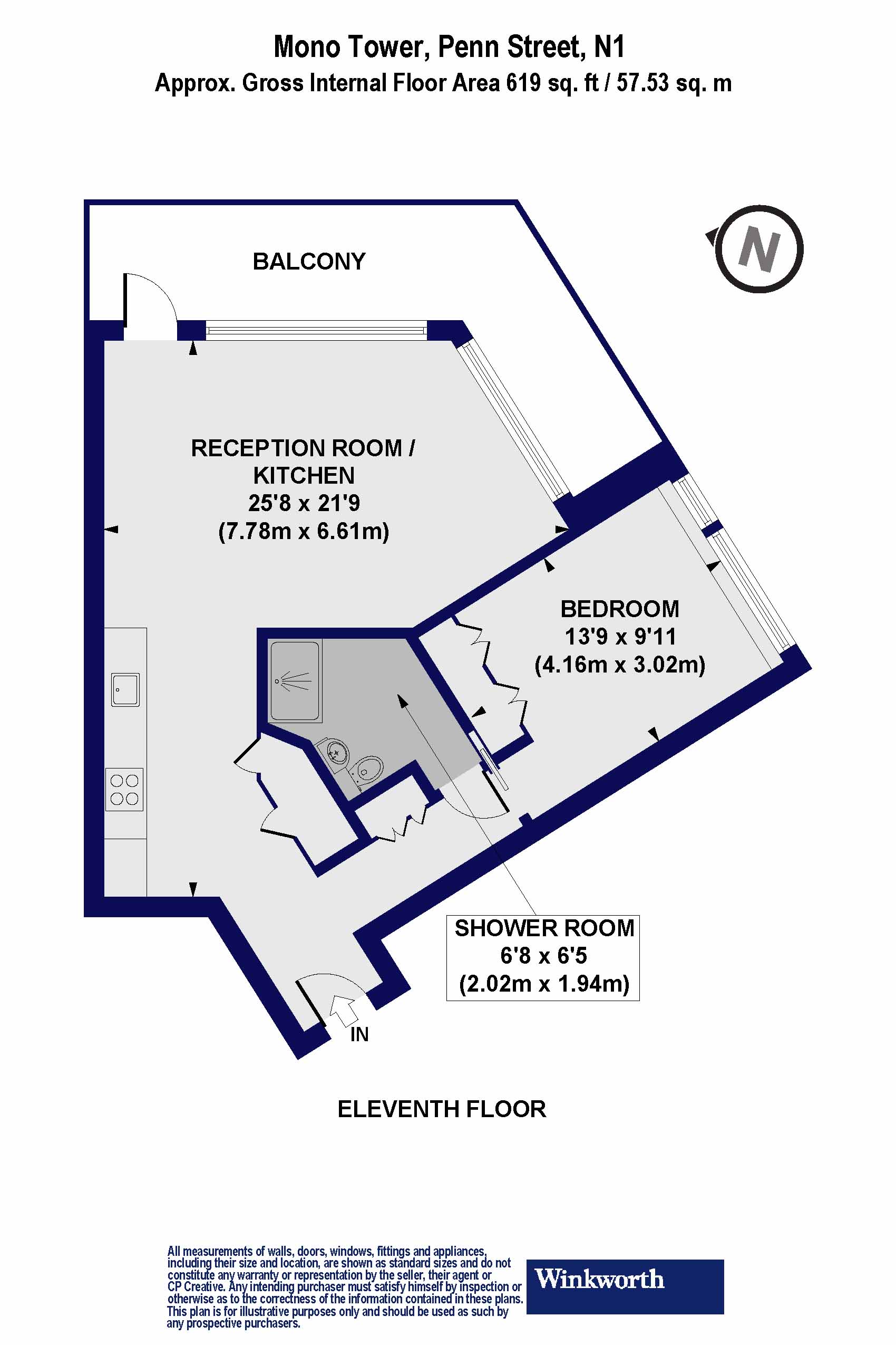 Flat 67, Mono Tower,, Penn Street, London floorplan