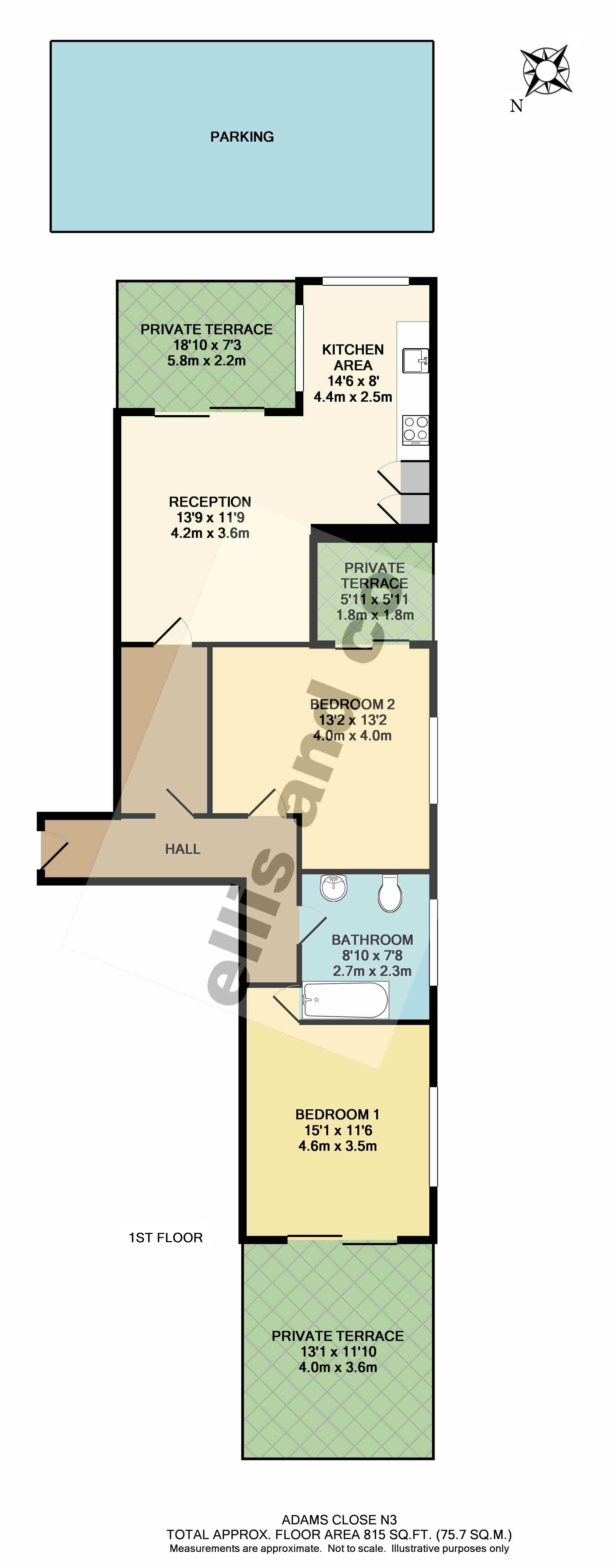 2 Bedrooms Flat for sale in Adams Close, Finchley N3