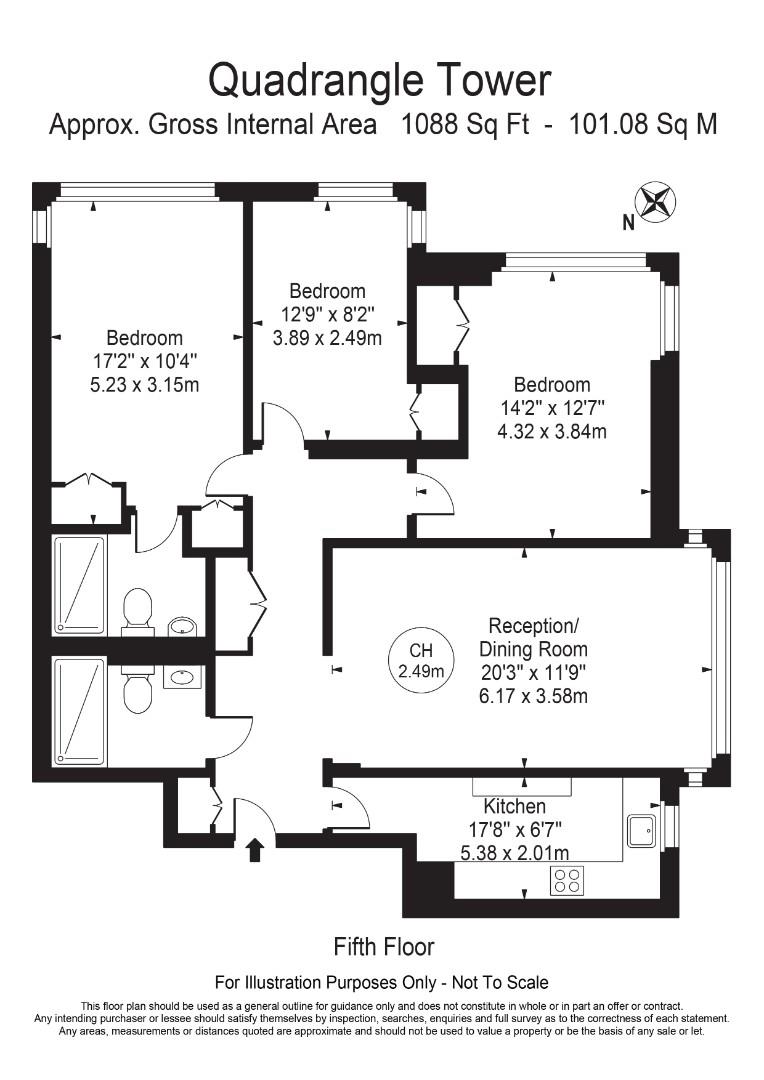 Flat 133, Quadrangle Tower, Cambridge Square, London floorplan
