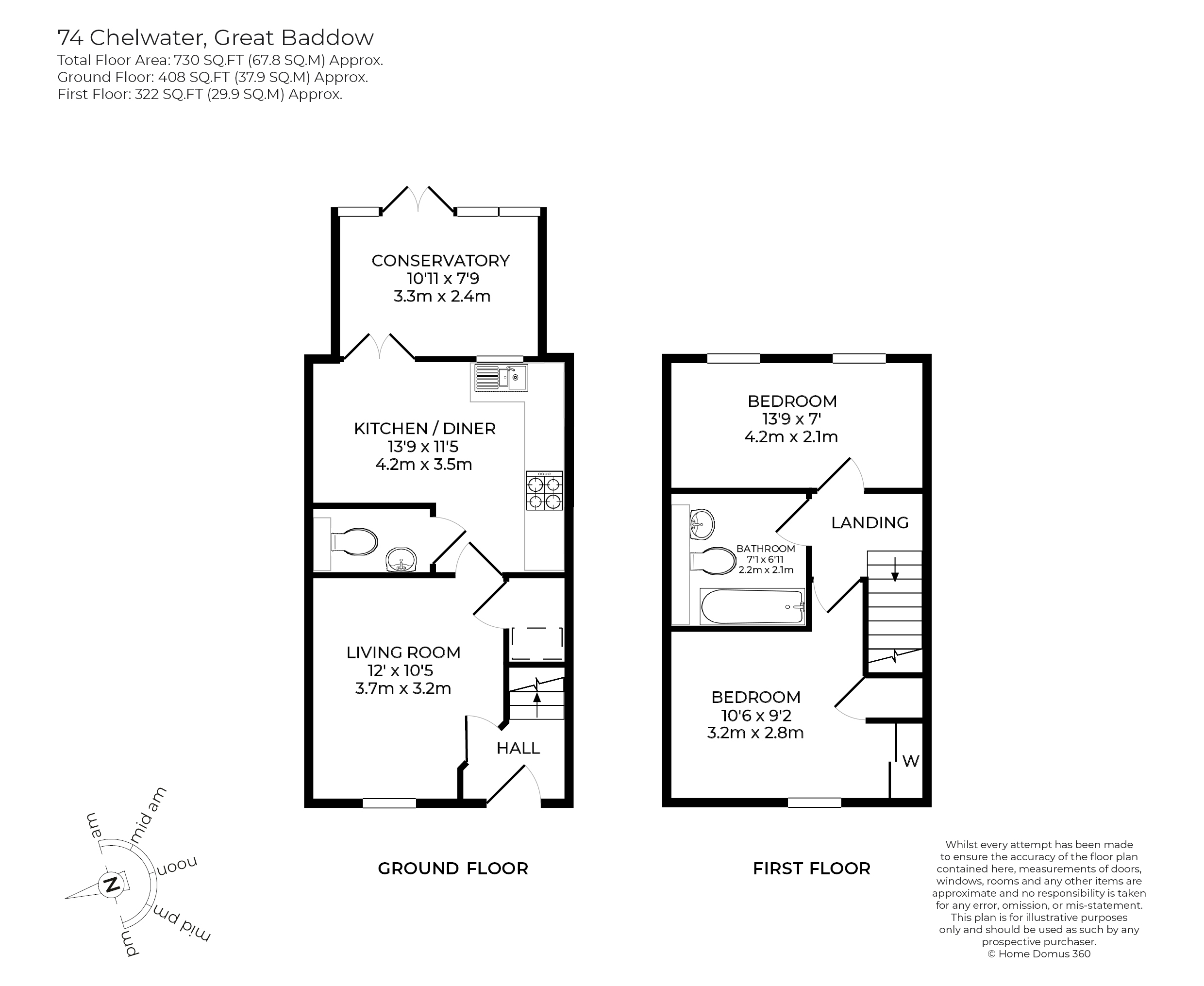 2 Bedrooms Terraced house for sale in Chelwater, Great Baddow CM2