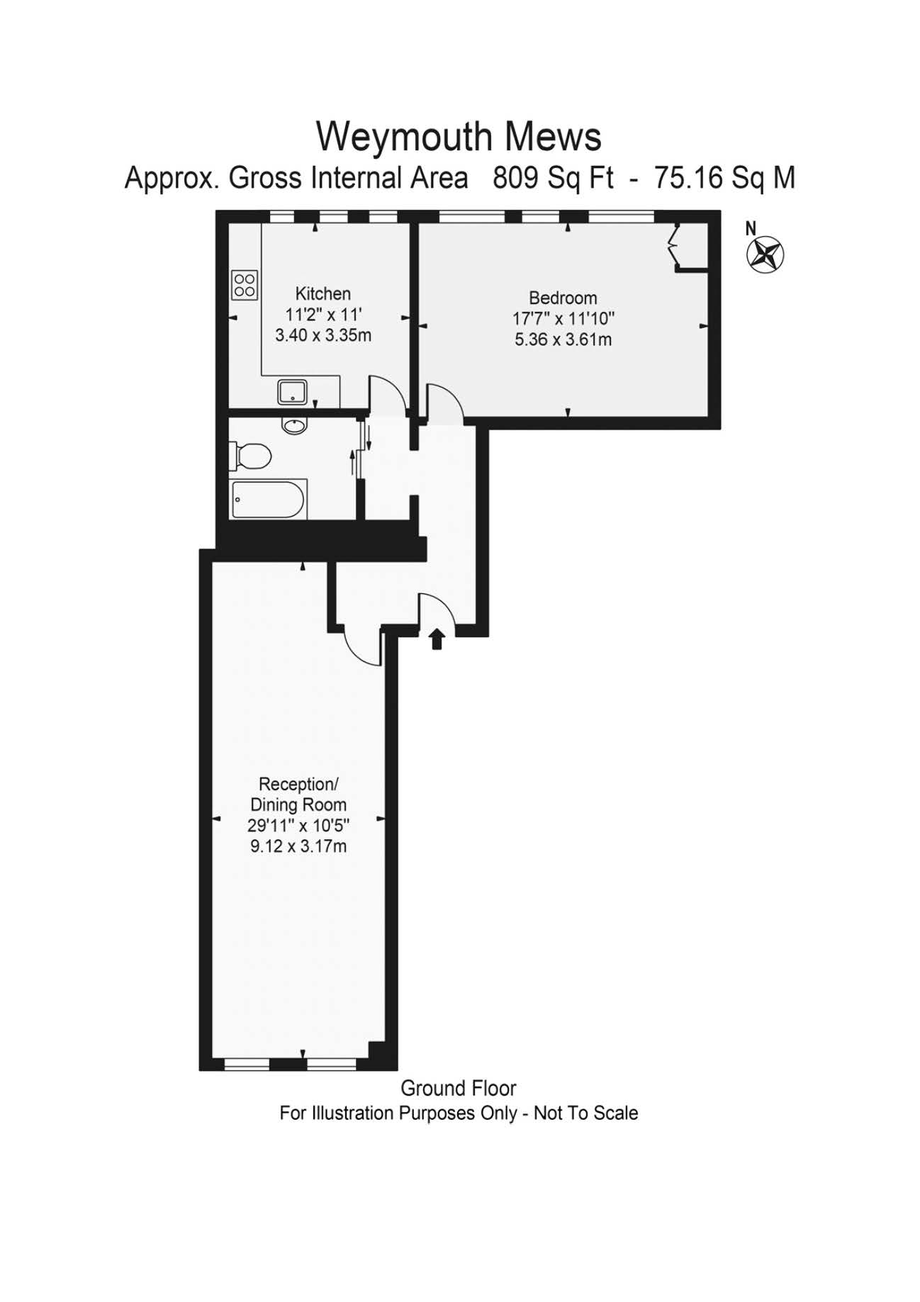 1 Bedrooms Flat to rent in Weymouth Mews, London W1G