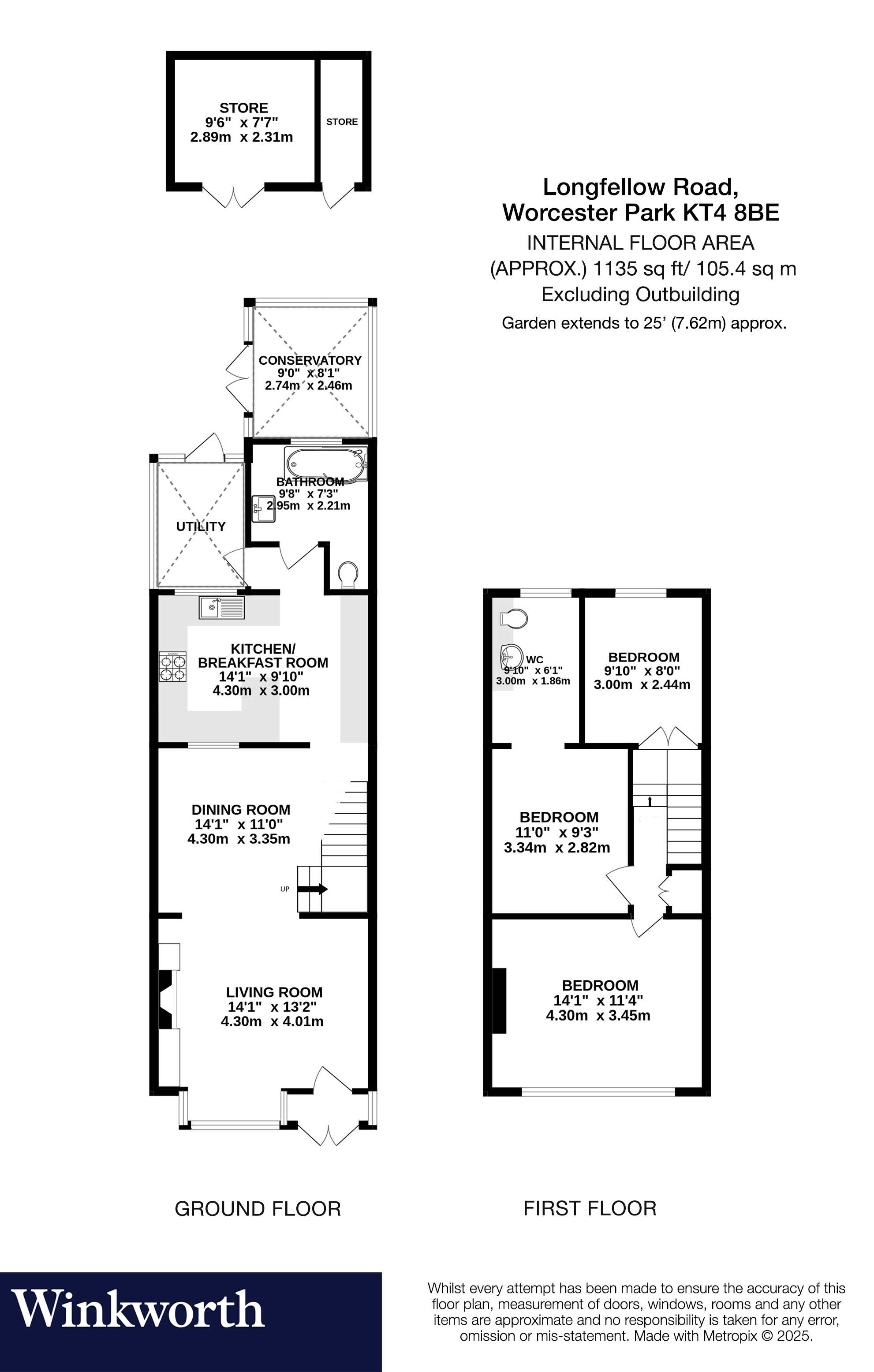 Longfellow Road, Worcester Park, KT4 floorplan