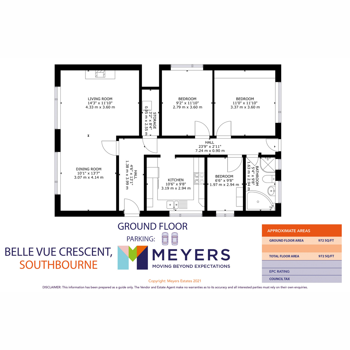 Flat Ground Floor Flat, 9, Belle Vue Crescent, Bournemouth floorplan