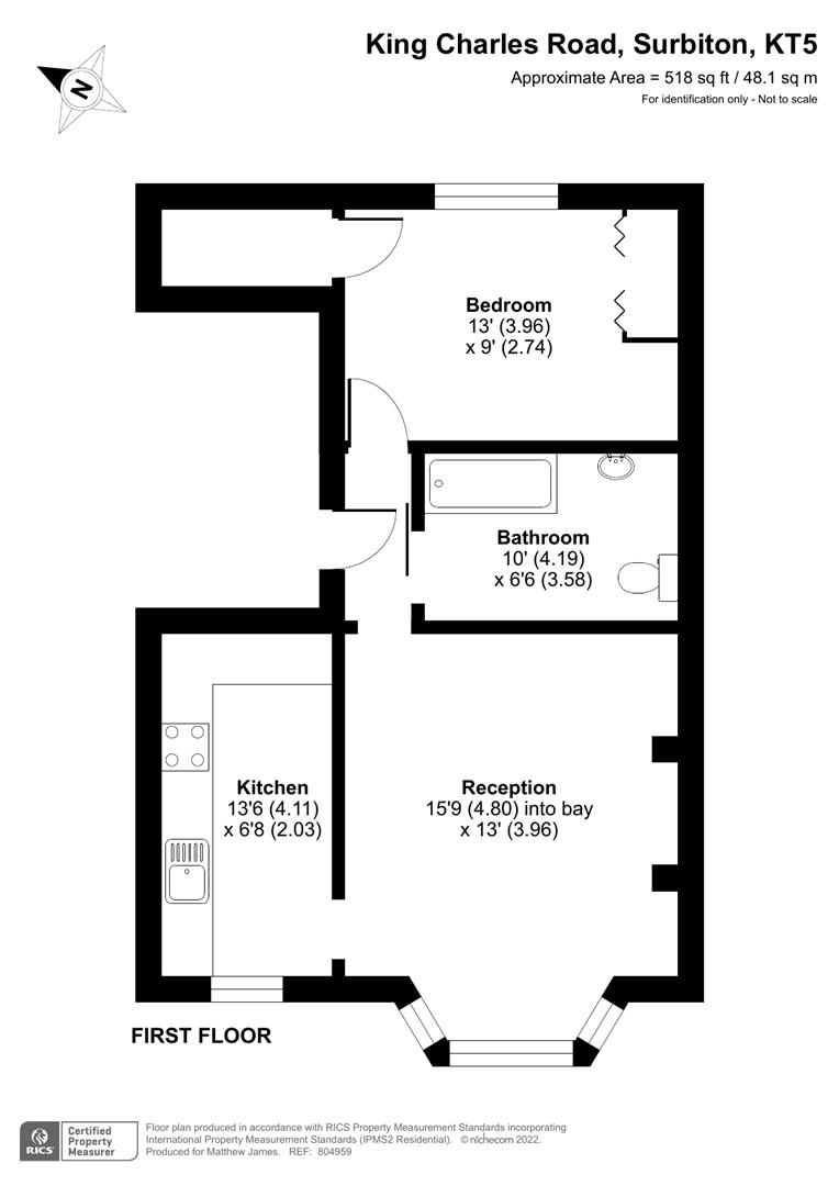 King Charles Road, Berrylands, Surbiton KT5, 1 bedroom flat for sale