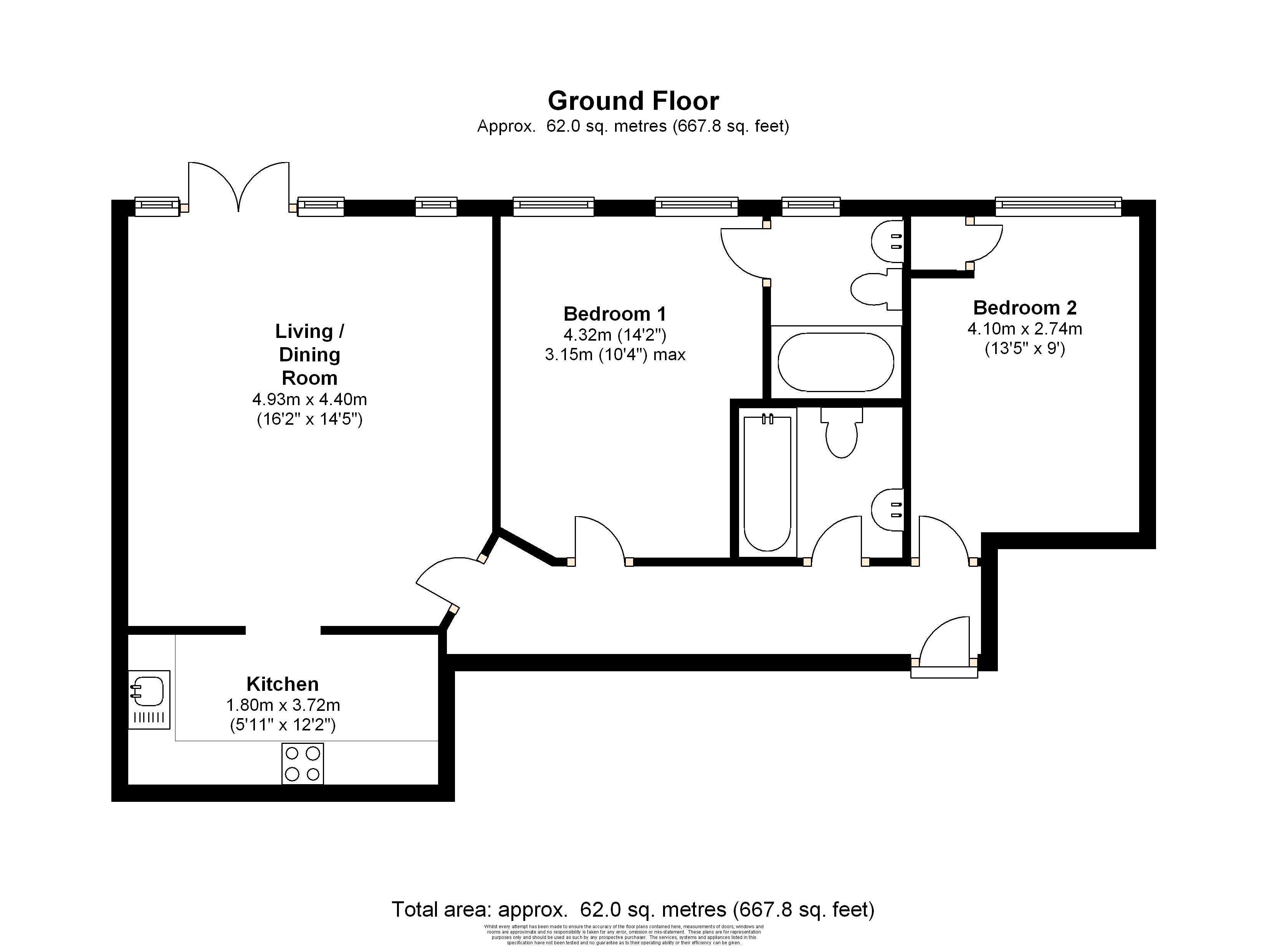 2 Bedrooms Flat to rent in Goldsworth Road, Woking GU21