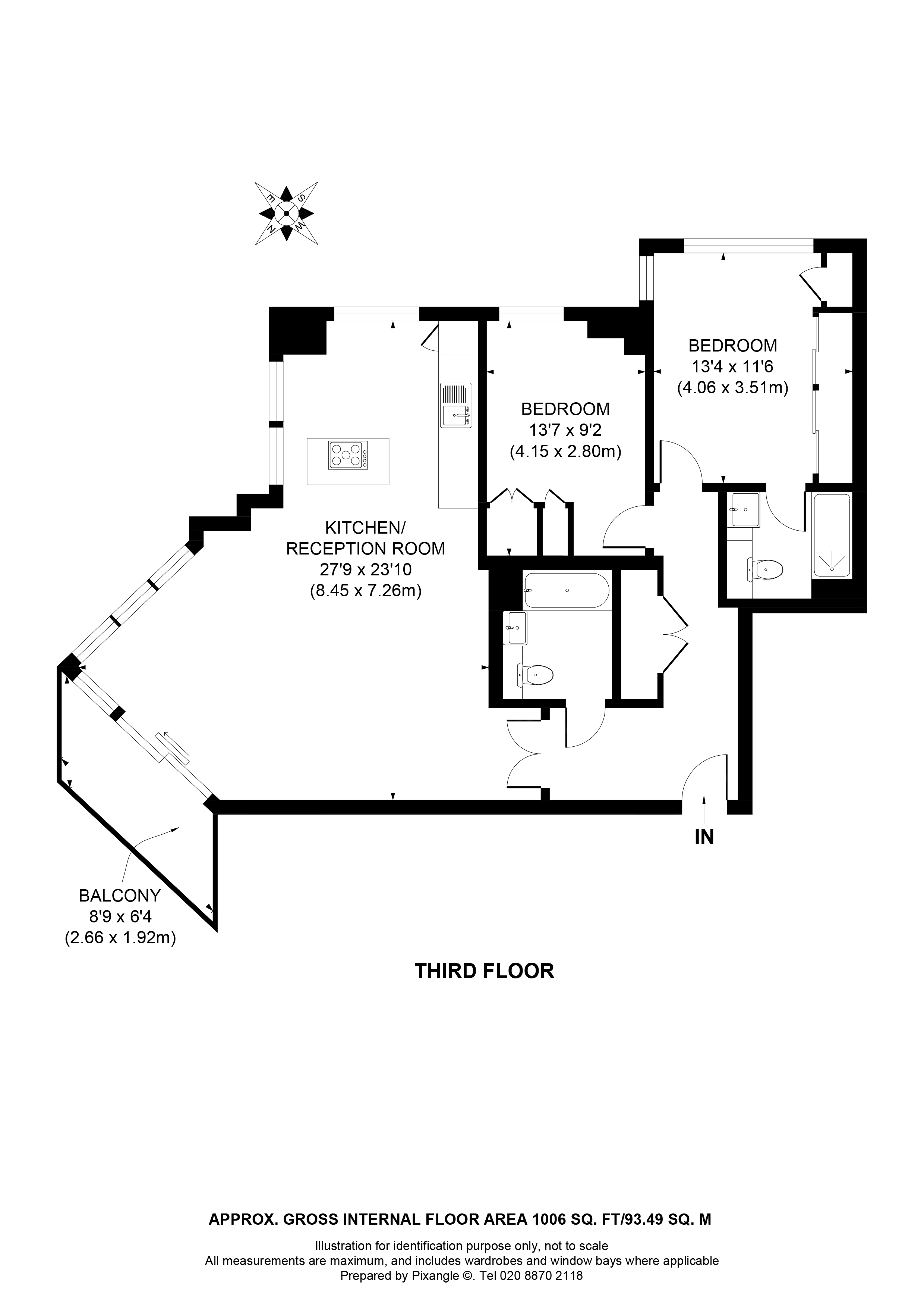 Ascensis Tower, Battersea Reach SW18, 2 bedroom flat to rent 45796451