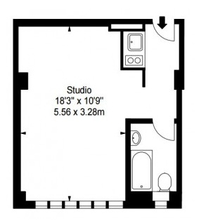 Studio Flat, Roland House, 121 Old Brompton Road, South Kensington floorplan