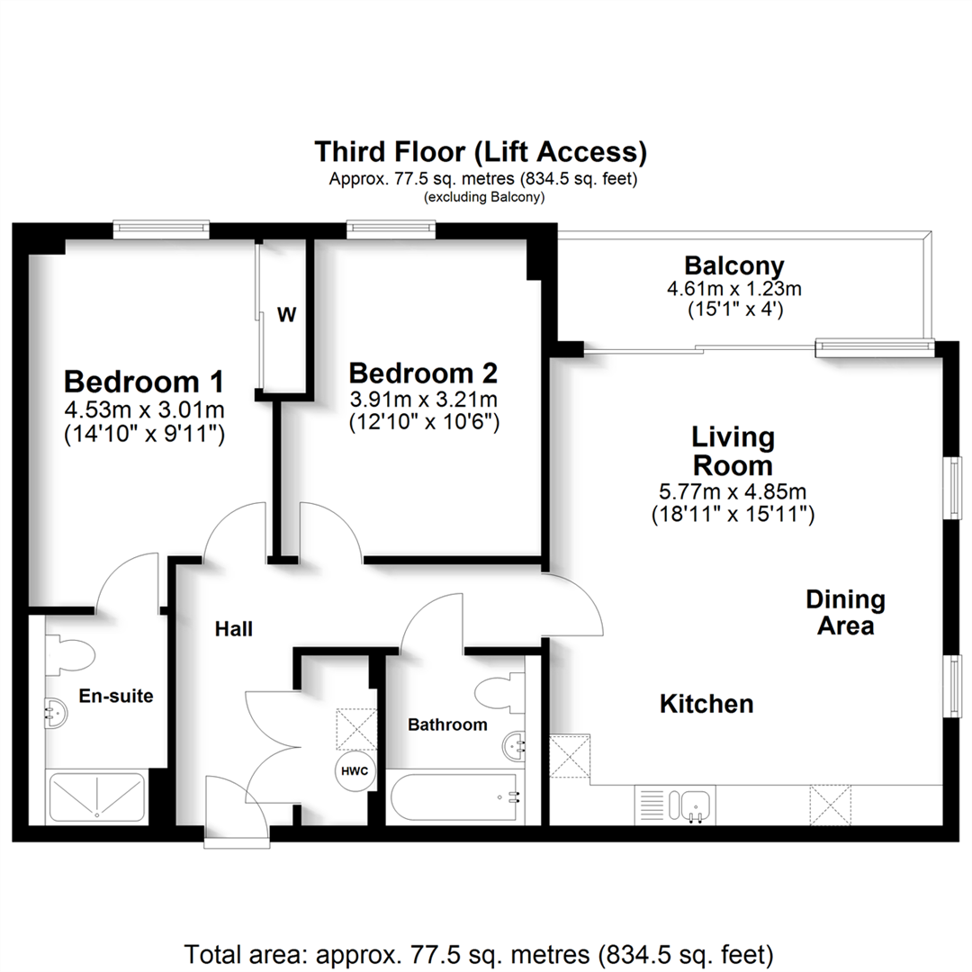 Flat 33 Union Court, 4, Canal Street, Milton Keynes floorplan