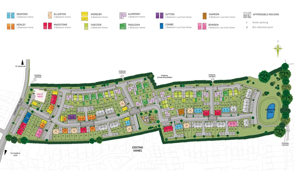 "Denford" at Crimchard, Chard TA20, 2 bedroom end terrace house for
