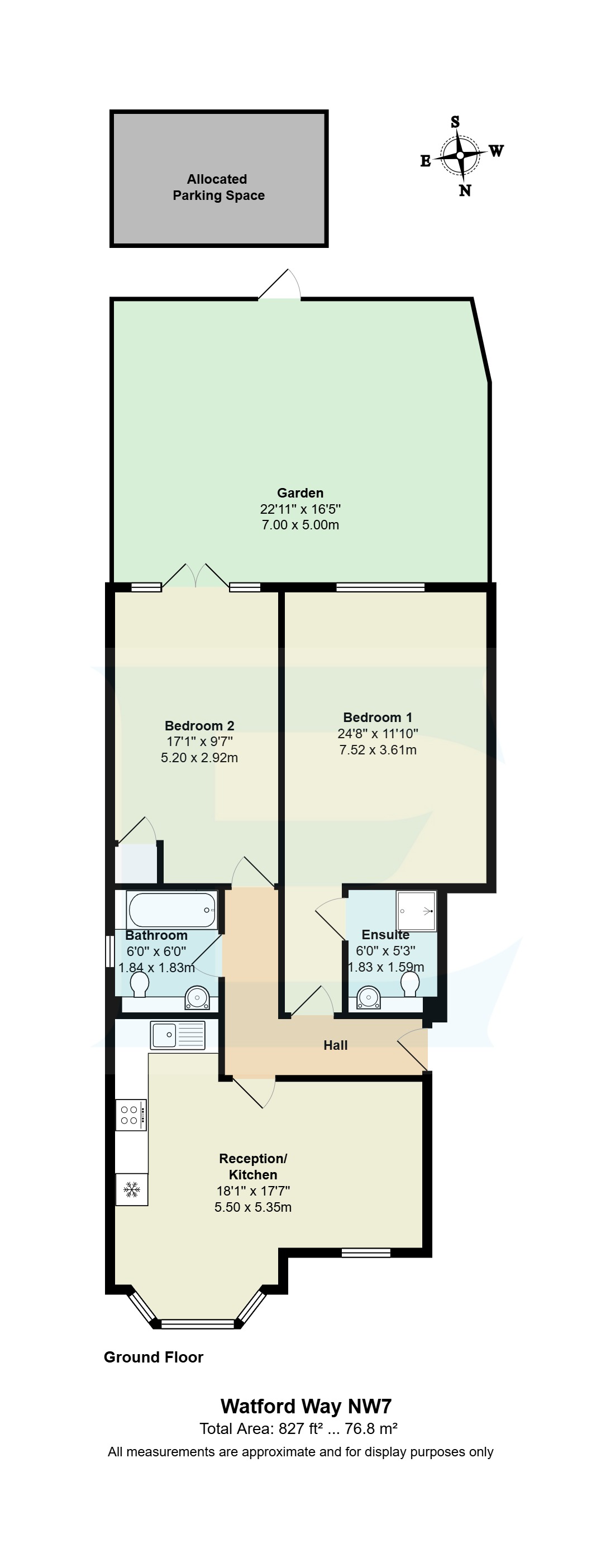 Flat 1,, 613, Watford Way, London floorplan