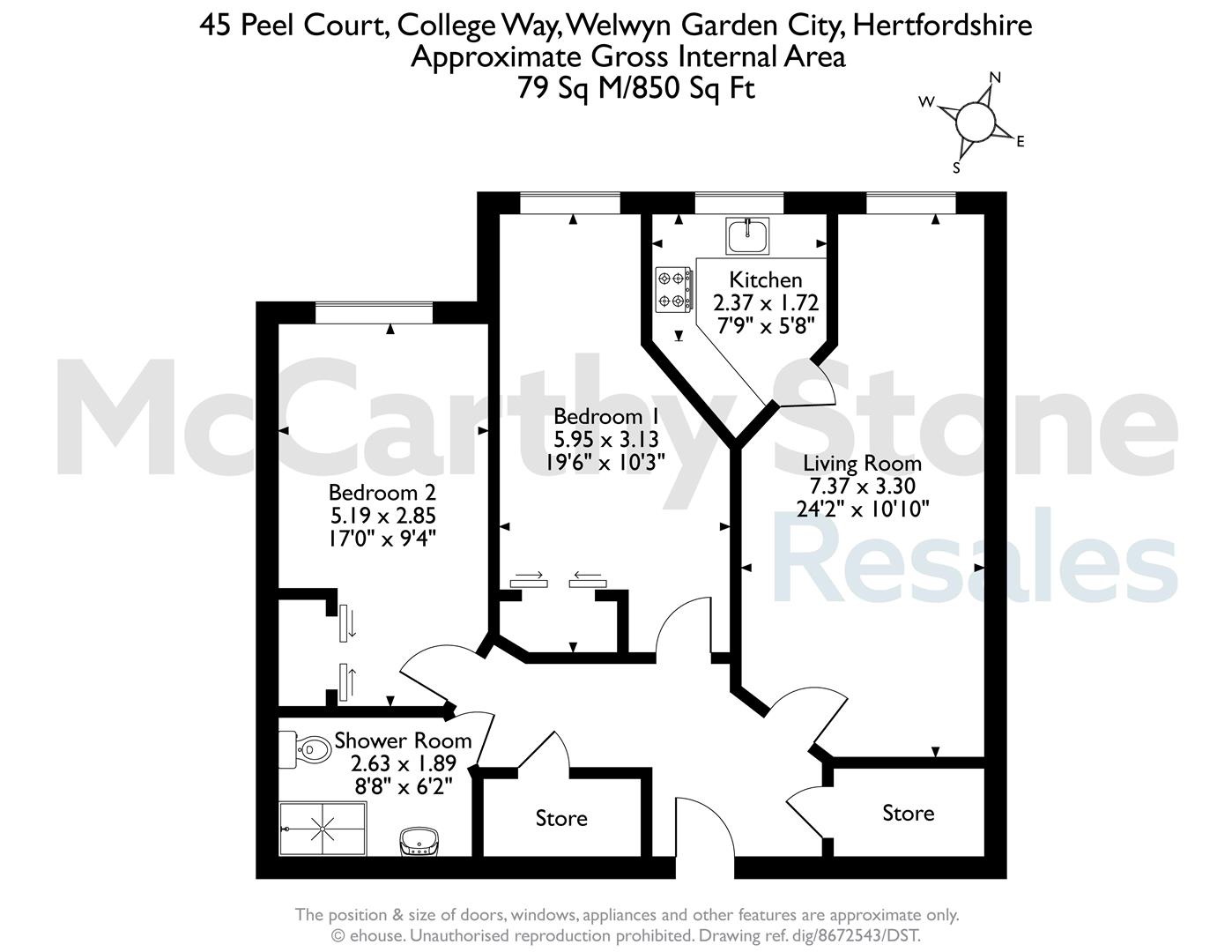 45 Peel Court, College Way, Welwyn Garden City floorplan