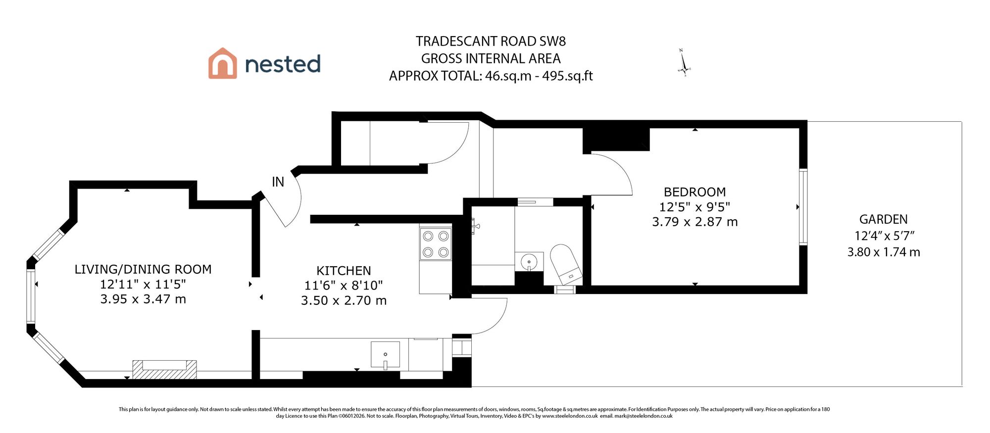 Flat 1, 41 Tradescant Road, London floorplan
