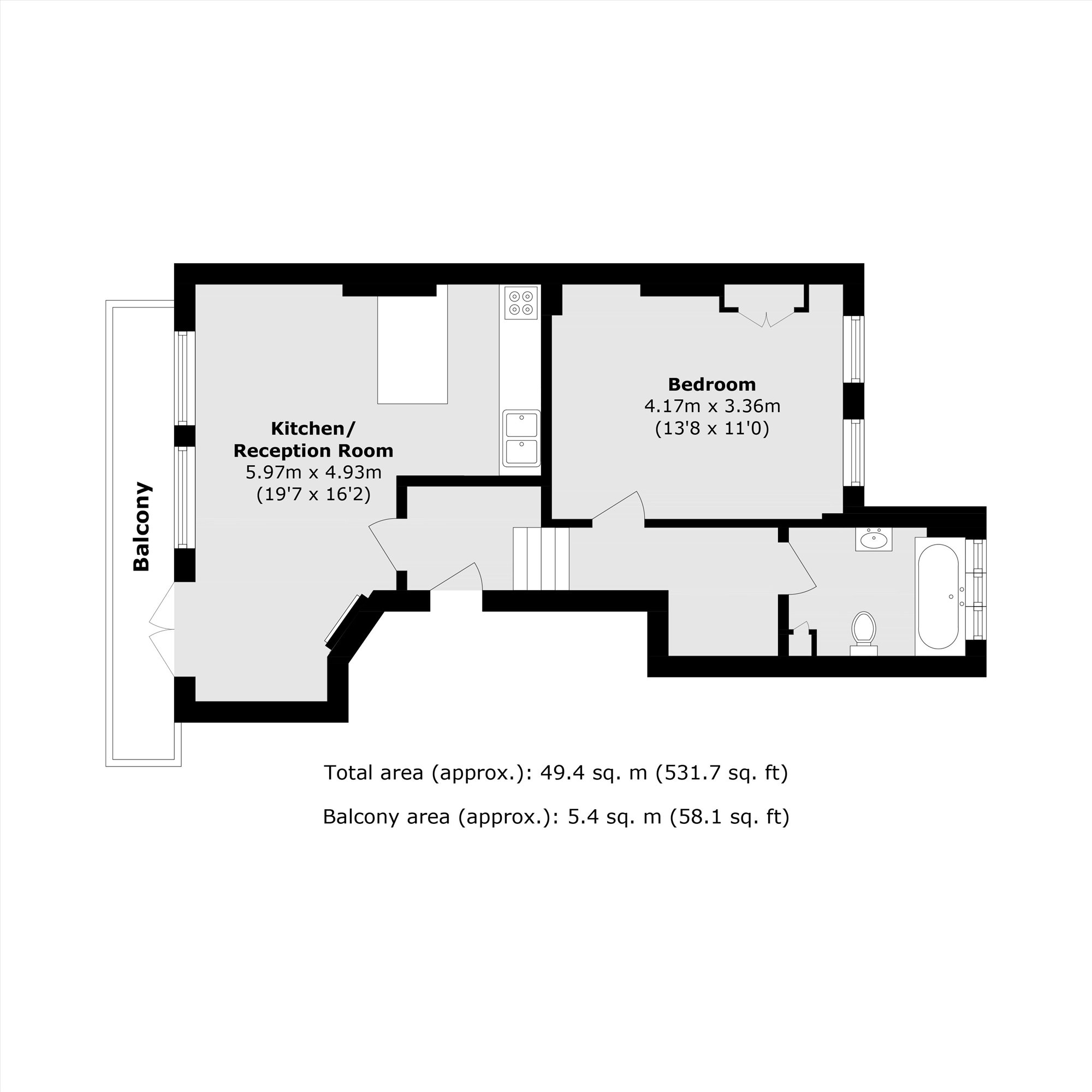Flat 4, 70, Elmbourne Road, London floorplan