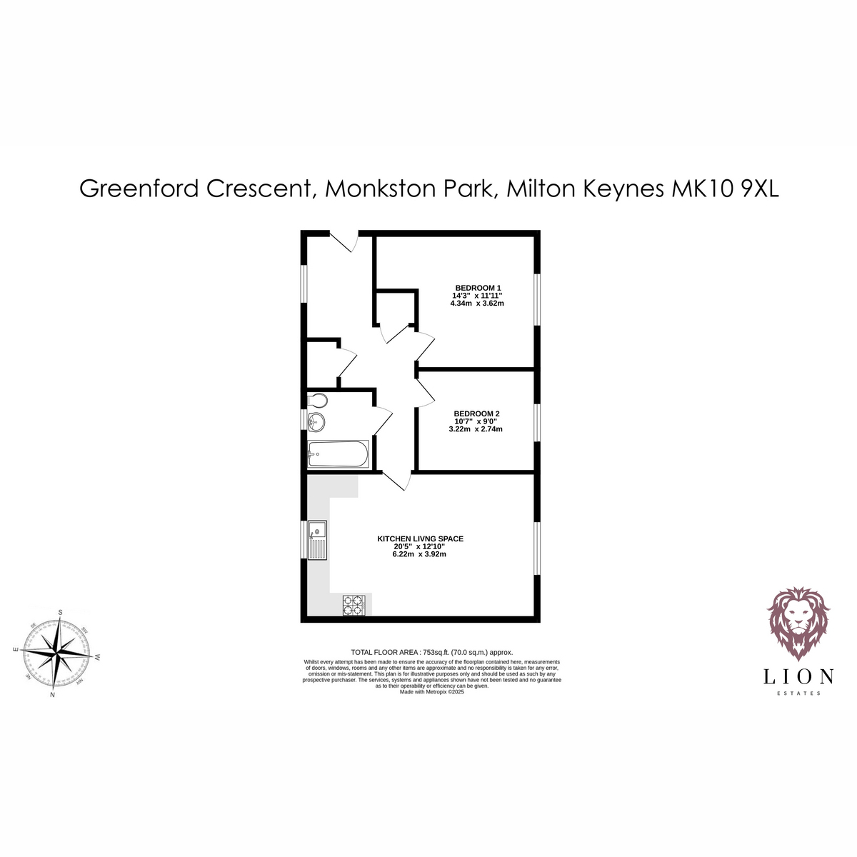 Flat Flat 3., 1, Greenford Crescent, Milton Keynes floorplan
