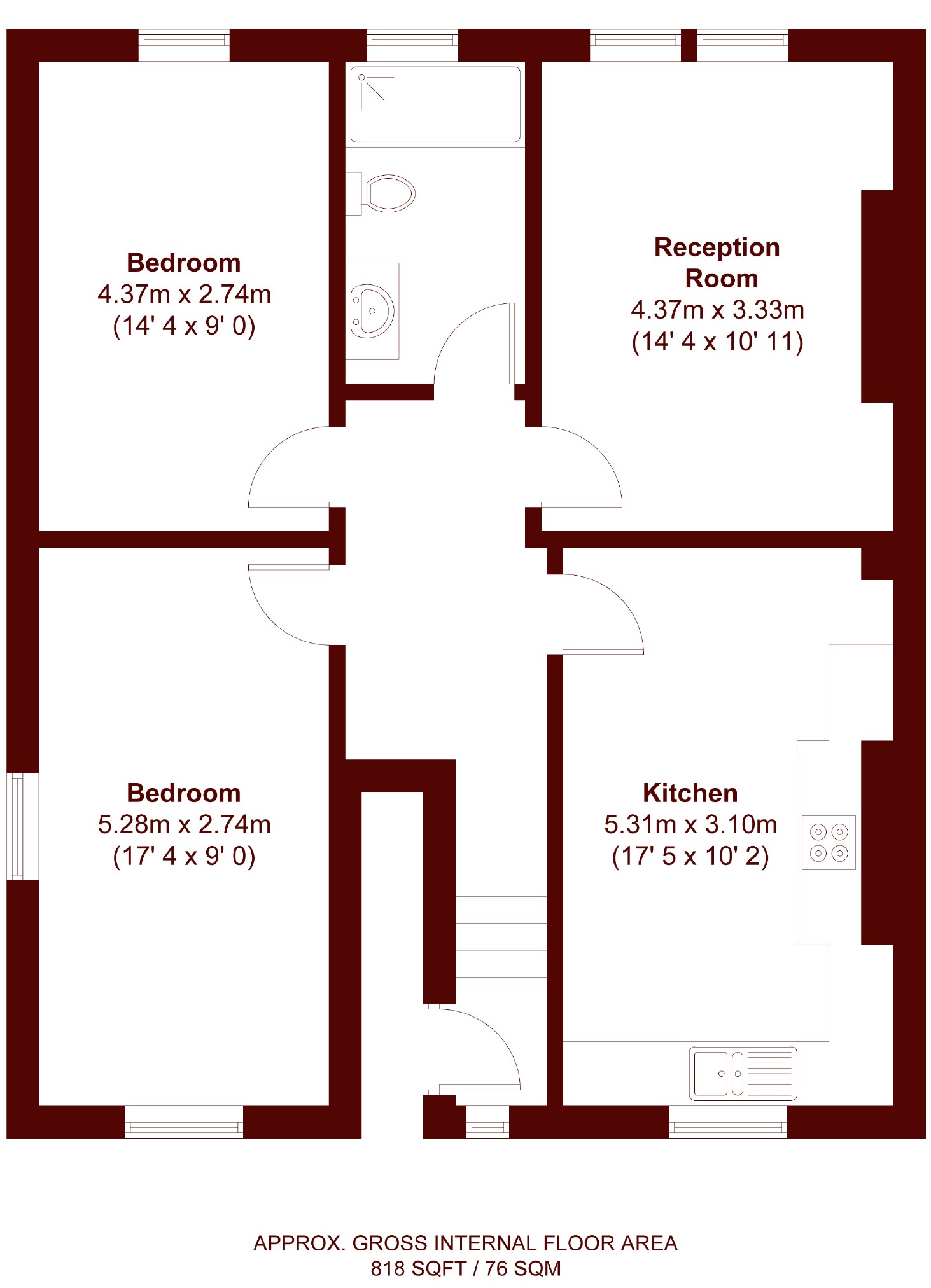 Flat D, 80, Union Road, London floorplan