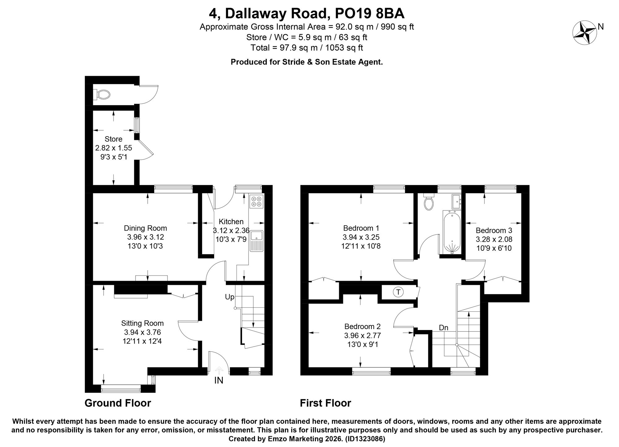4, Dallaway Road, Chichester, PO19 floorplan