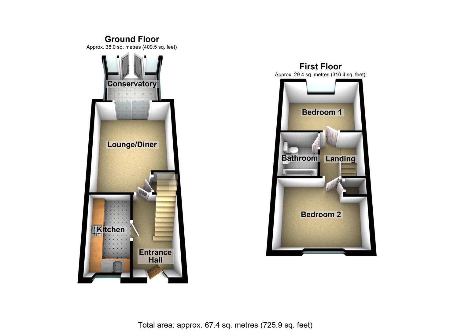 2 Bedrooms End terrace house to rent in Bowbrookvale, Luton LU2