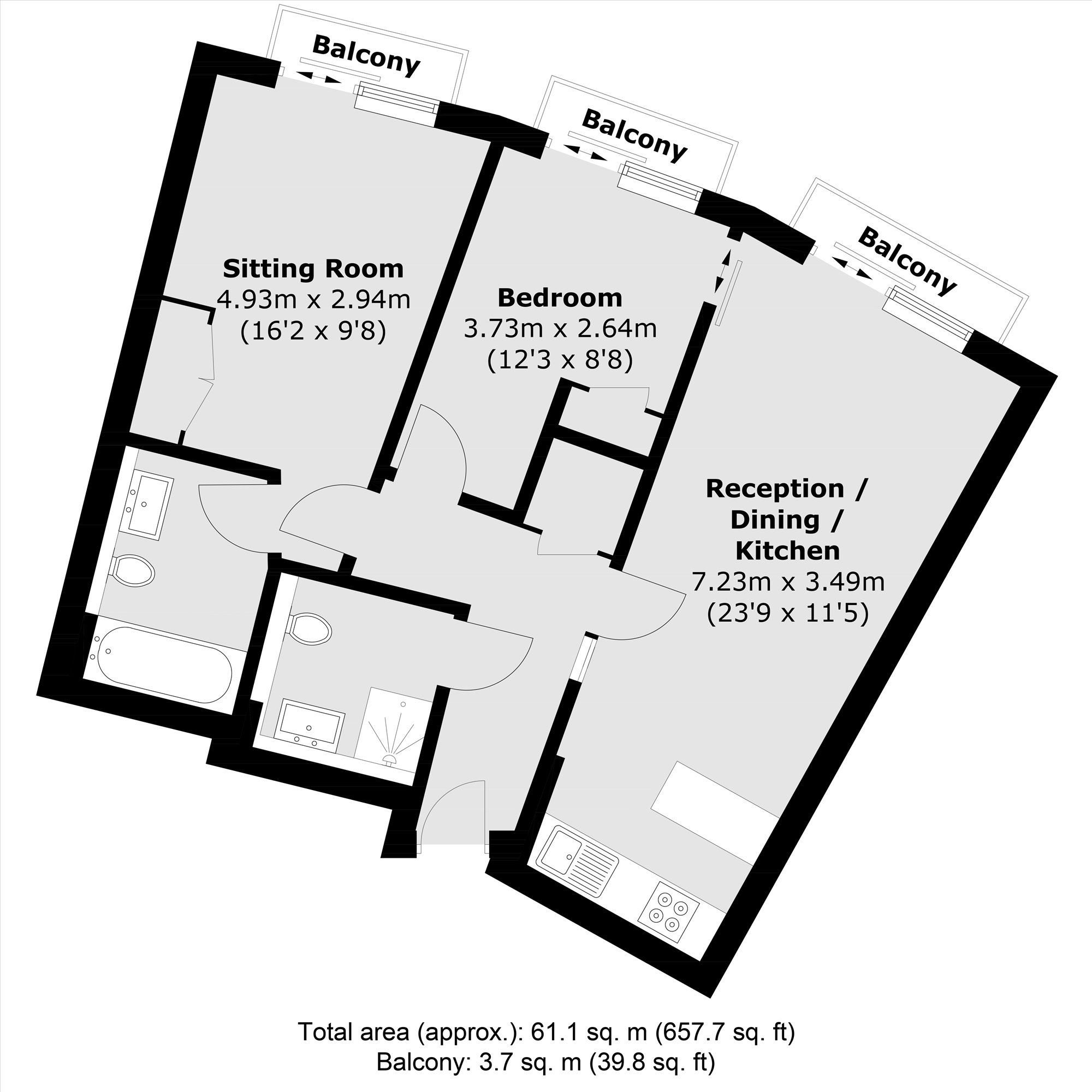 Flat 405, Balmoral Apartments, 2, Praed Street, London floorplan