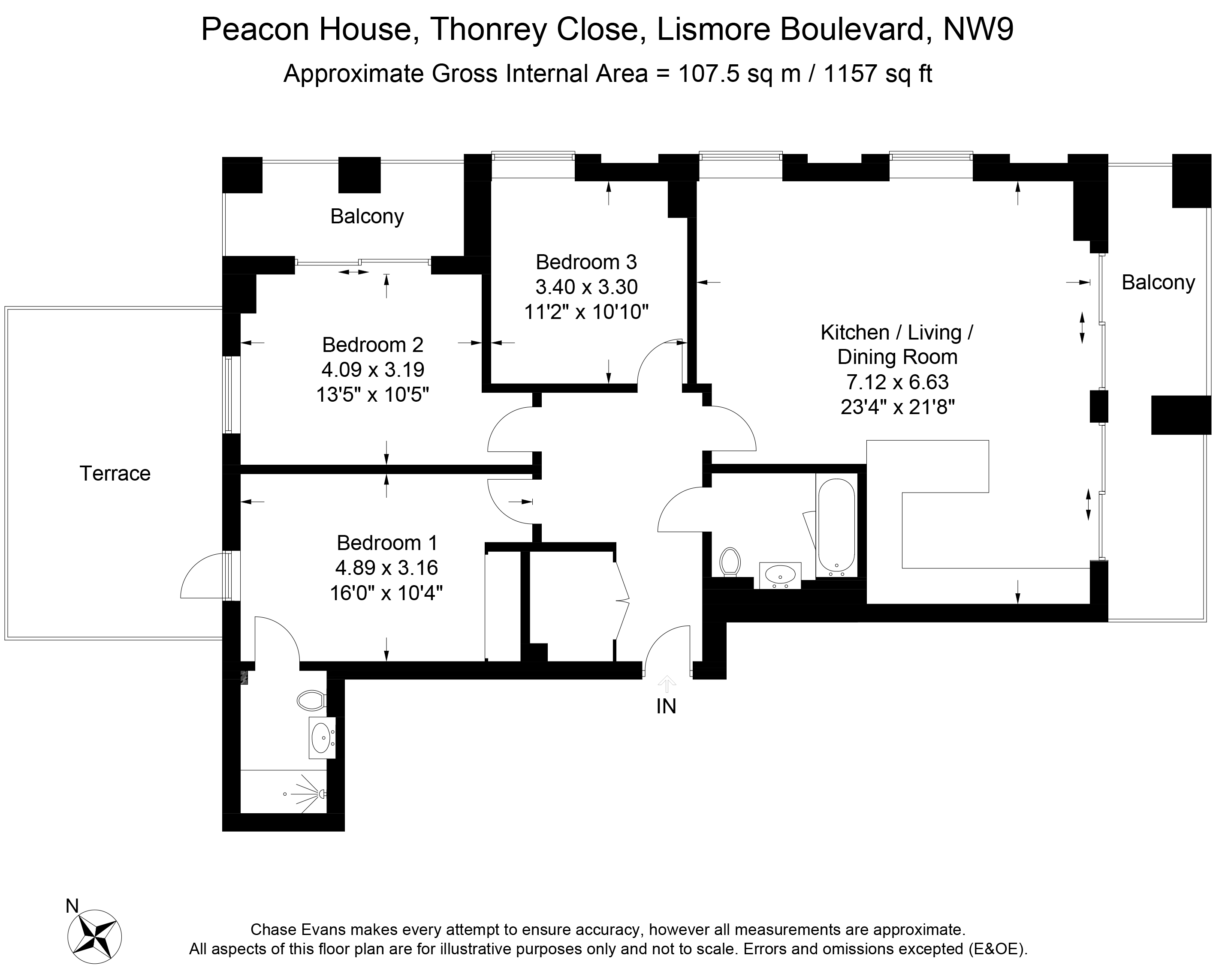 3 Bedrooms Flat to rent in Peacon House, Thonrey Close, Lismore Boulevard NW9