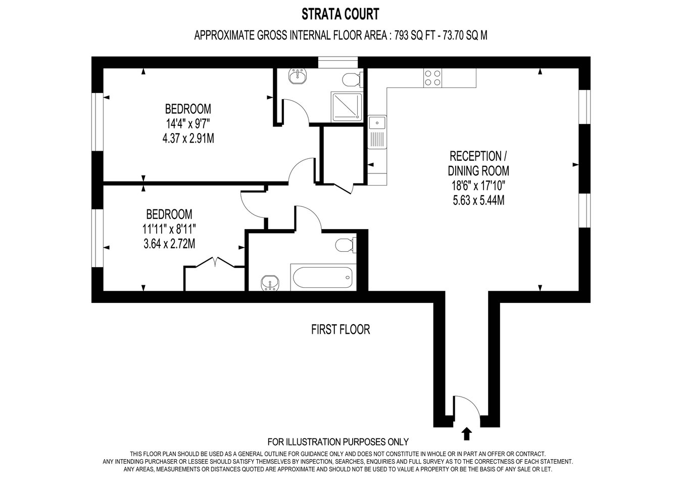 Flat 7, Strata Court, Walton-on-Thames floorplan