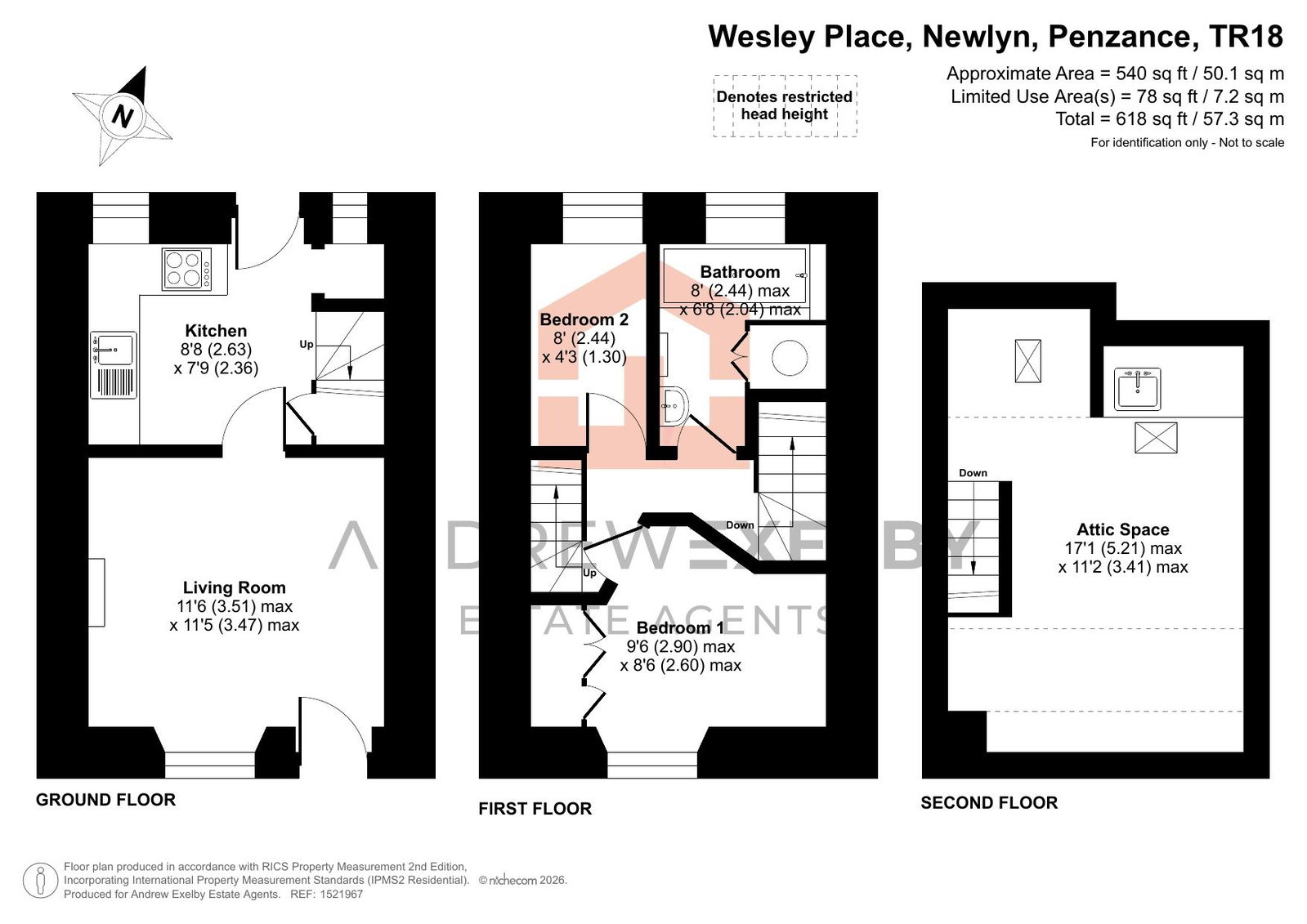3, Wesley Place, Penzance floorplan