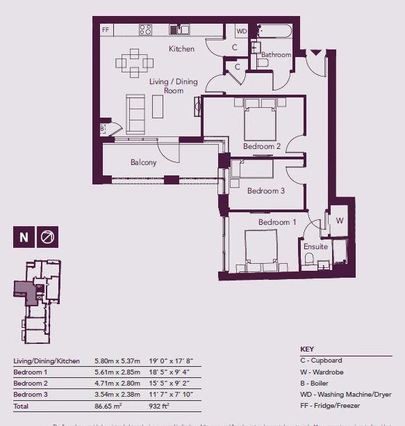 Flat 1999999999 Tamarillo, Alameda Place, London floorplan