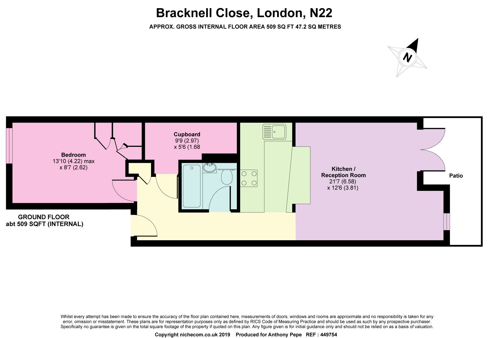 1 Bedrooms Flat to rent in Bracknell Close, Wood Green, London N22