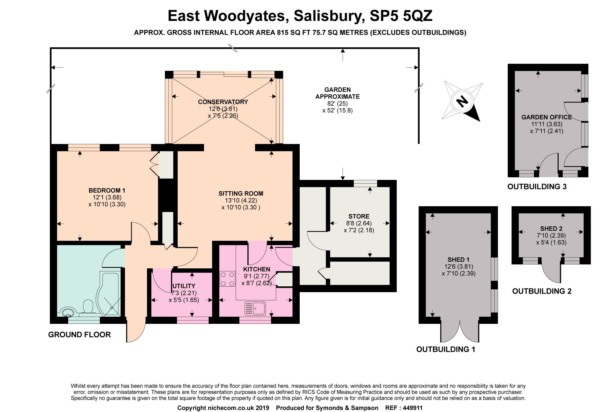 1 Bedrooms Semi-detached bungalow for sale in East Woodyates, Salisbury, Wiltshire SP5