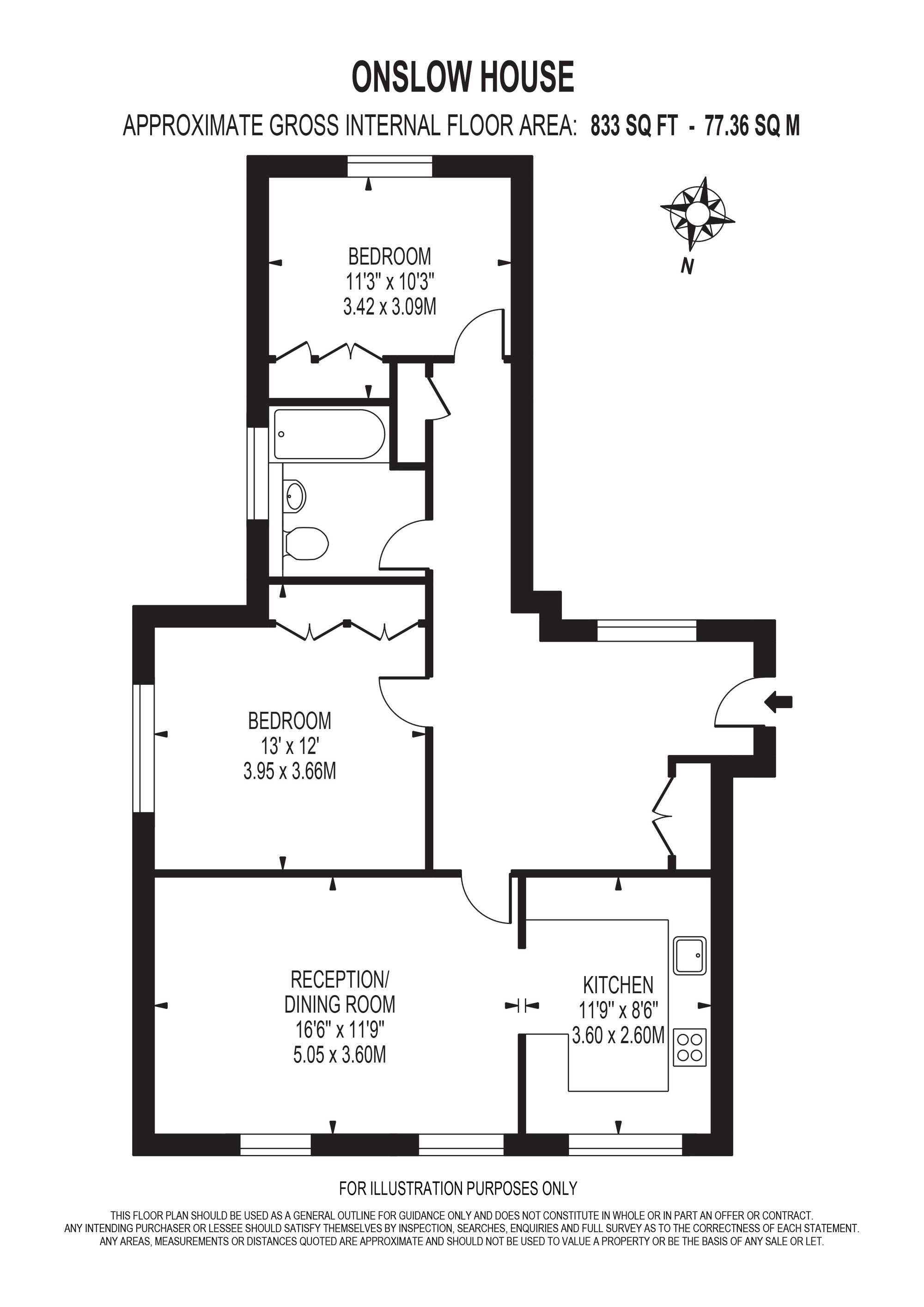 Crummock Chase, Onslow House, KT6 floorplan